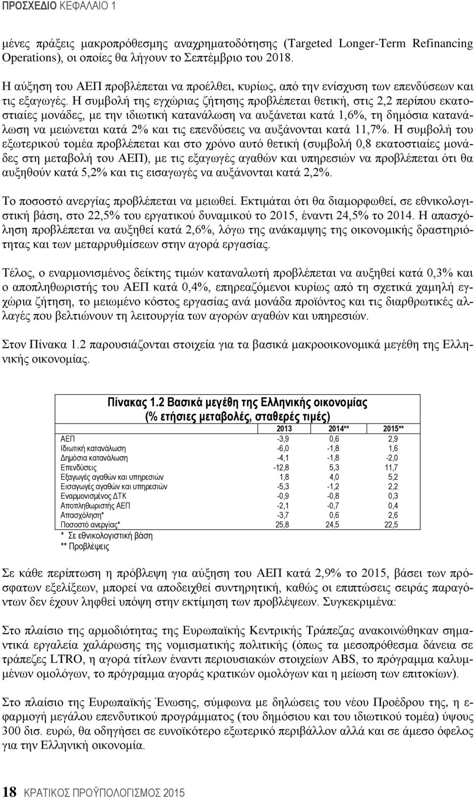 Η ζπκβνιή ηεο εγρψξηαο δήηεζεο πξνβιέπεηαη ζεηηθή, ζηηο 2,2 πεξίπνπ εθαηνζηηαίεο κνλάδεο, κε ηελ ηδησηηθή θαηαλάισζε λα απμάλεηαη θαηά 1,6%, ηε δεκφζηα θαηαλάισζε λα κεηψλεηαη θαηά 2% θαη ηηο