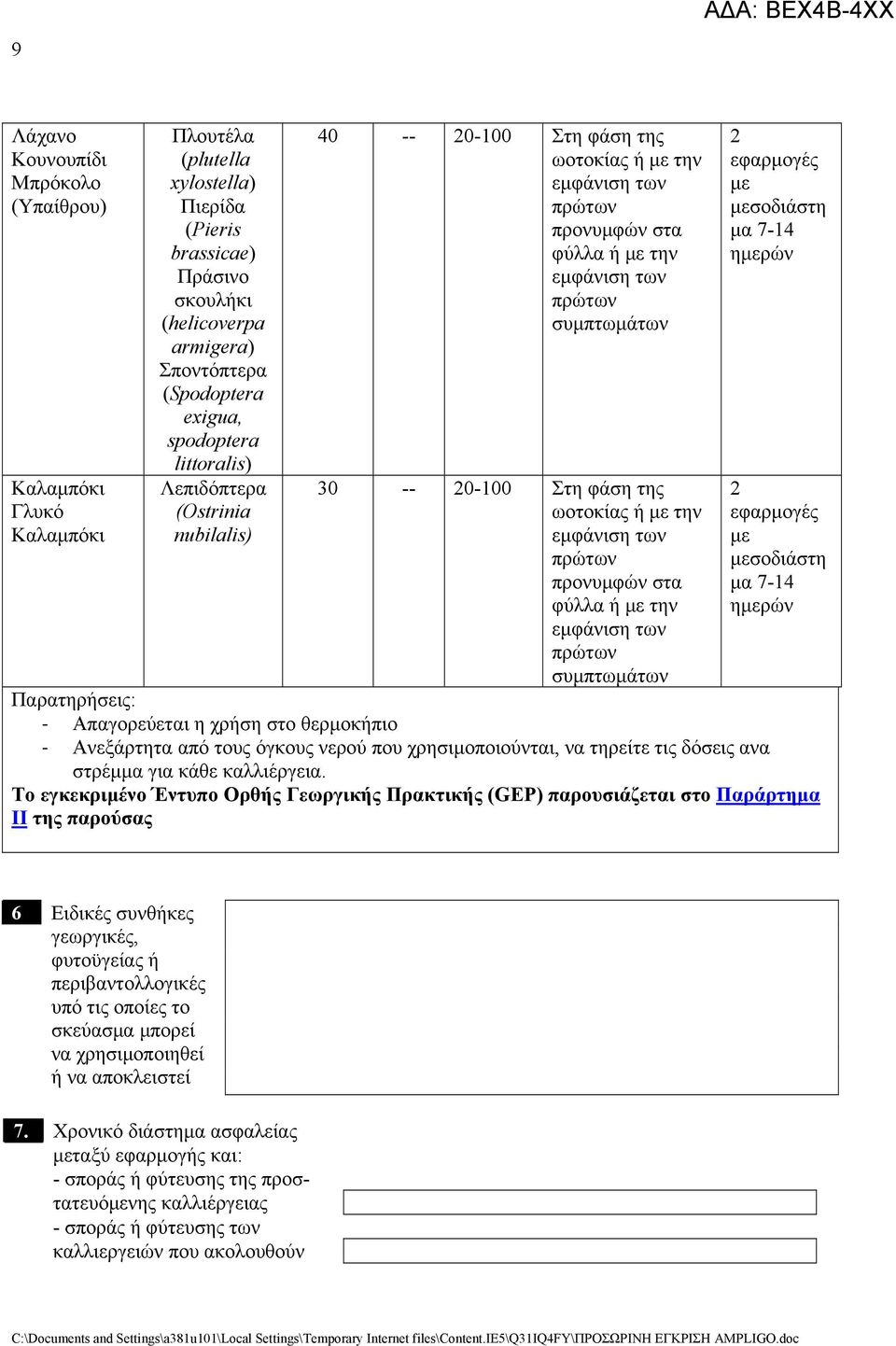 φύλλα ή με την συμπτωμάτων 2 εφαρμογές με μεσοδιάστη μα 7-14 ημερών 2 εφαρμογές με μεσοδιάστη μα 7-14 ημερών Παρατηρήσεις: Απαγορεύεται η χρήση στο θερμοκήπιο Ανεξάρτητα από τους όγκους νερού που