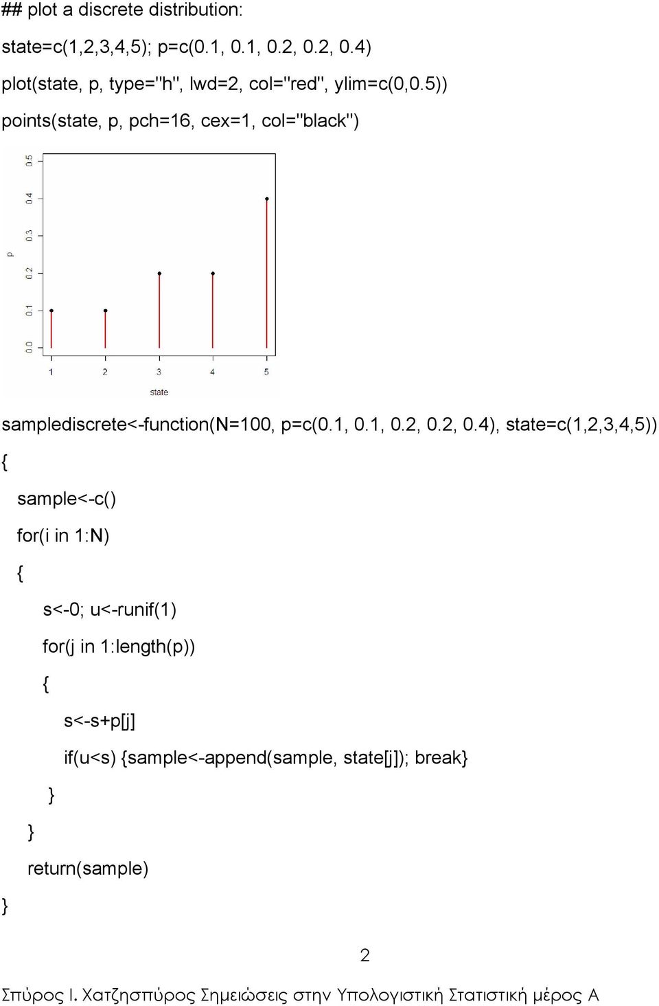 5)) poits(state, p, pch=6, cex=, col="black") samplediscrete<-fuctio(n=00, p=c(0., 0., 0.2, 0.