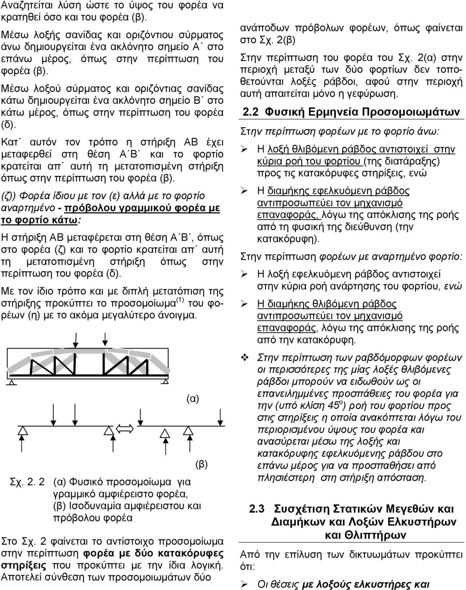 Μέσω λοξού σύρματος και οριζόντιας σανίδας κάτω δημιουργείται ένα ακλόνητο σημείο Β στο κάτω μέρος, όπως στην περίπτωση του φορέα (δ).