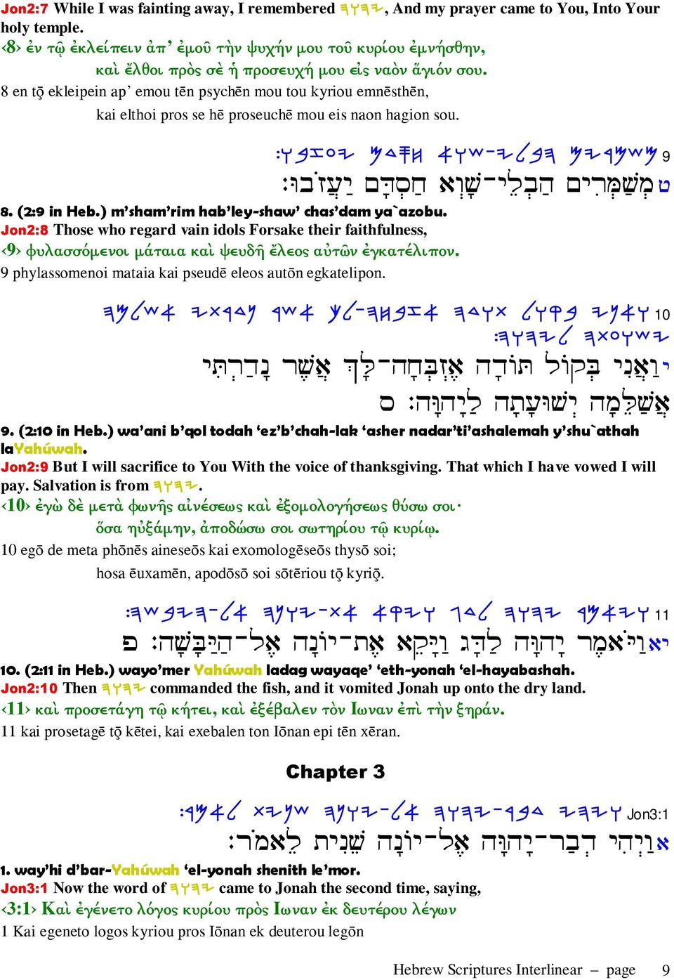 8 en tÿ ekleipein apí emou t n psych n mou tou kyriou emn sth n, kai elthoi pros se h proseuch mou eis naon hagion sou. :EAFRI MCQG @EY-ILAD MIXNYN 9 :Eƒ¾ˆ¼ µ Ć µ - ƒµ ¹šĻµ Š 8. (2:9 in Heb.