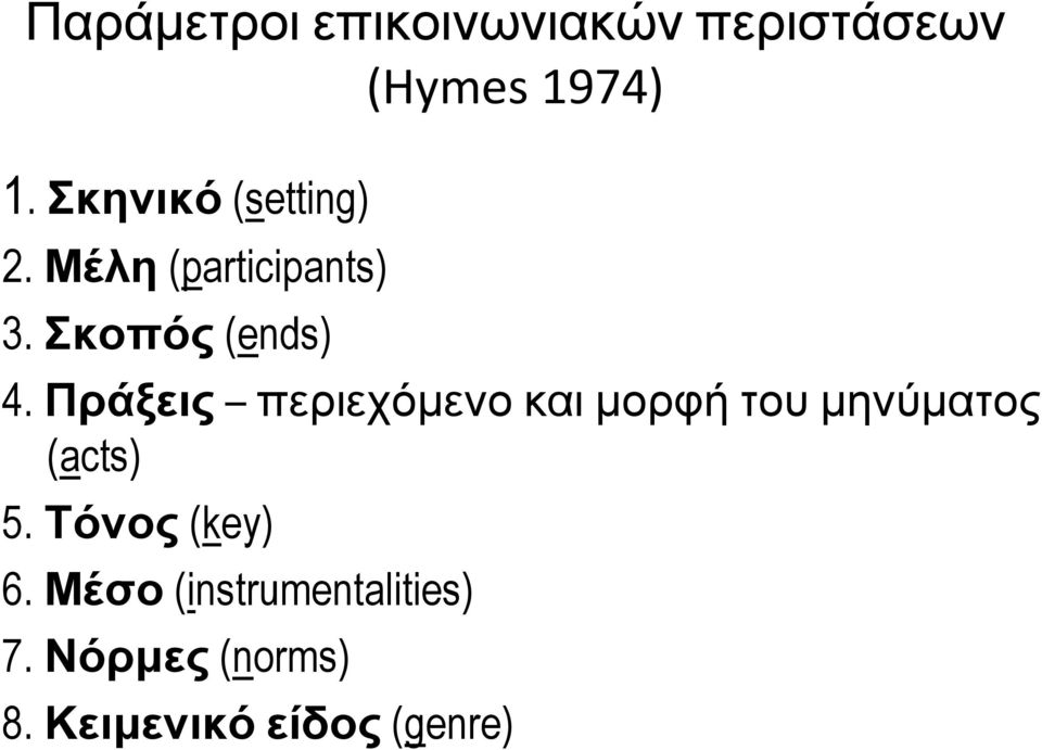 Πράξεις περιεχόµενο και µορφή του µηνύµατος (acts) 5.