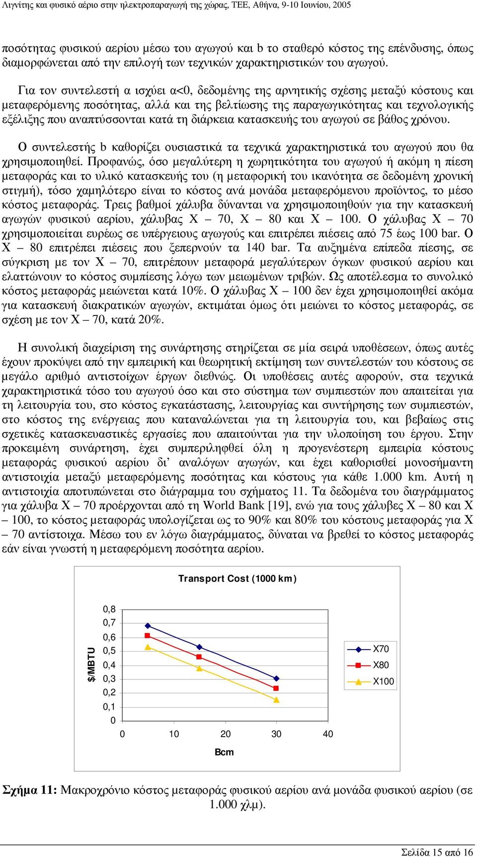 τη διάρκεια κατασκευής του αγωγού σε βάθος χρόνου. Ο συντελεστής b καθορίζει ουσιαστικά τα τεχνικά χαρακτηριστικά του αγωγού που θα χρησιµοποιηθεί.