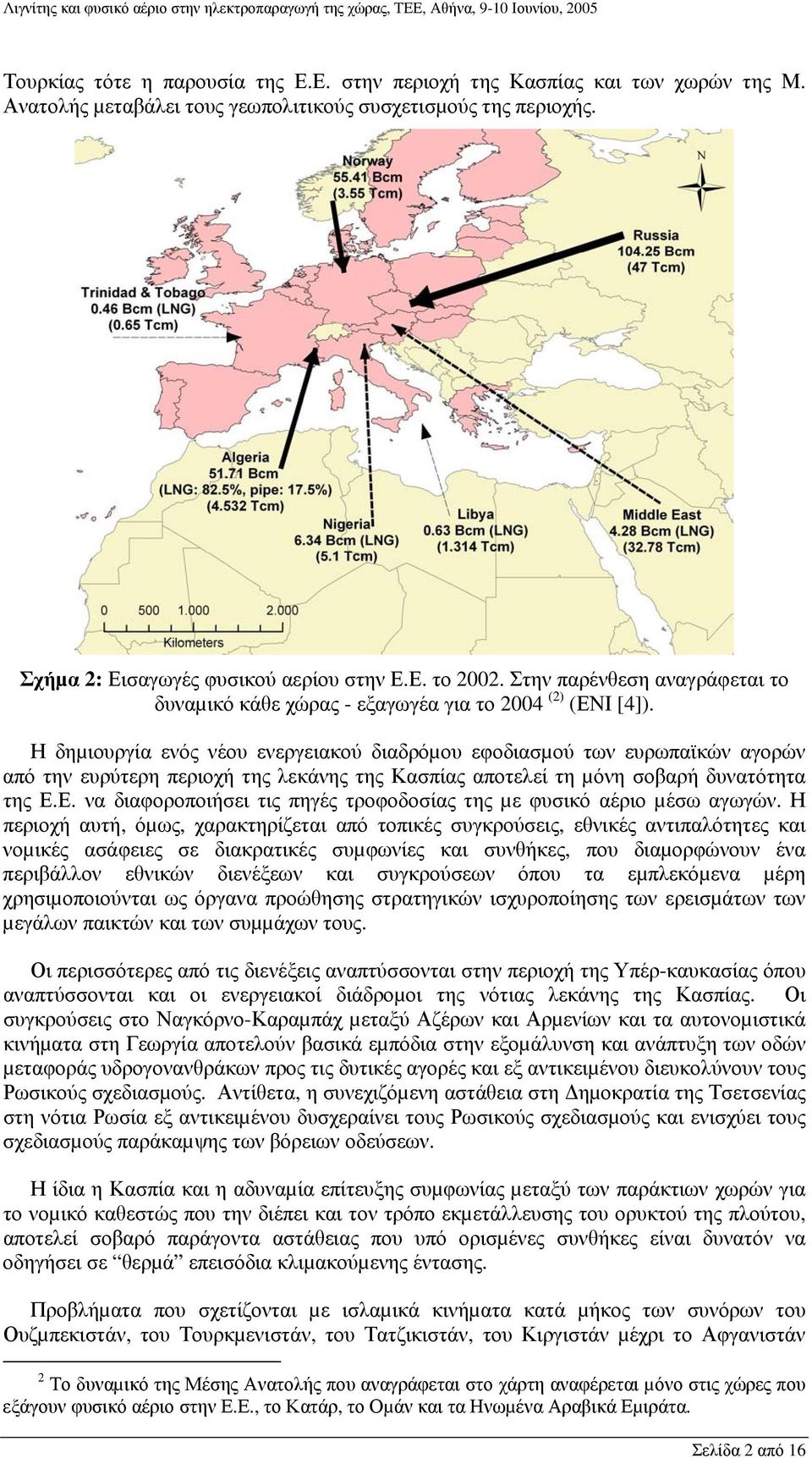 Η δηµιουργία ενός νέου ενεργειακού διαδρόµου εφοδιασµού των ευρωπαϊκών αγορών από την ευρύτερη περιοχή της λεκάνης της Κασπίας αποτελεί τη µόνη σοβαρή δυνατότητα της Ε.