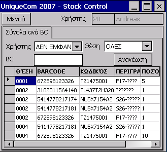 Ενημέρωση/Καταχώρηση Είδους Όταν δεν γίνεται έλεγχος για το barcode και σκαναριστεί κάποιο barcode που δεν υπάρχει στα είδη του φορητού, τότε δίνεται η δυνατότητα για καταχώρησή του στην εφαρμογή