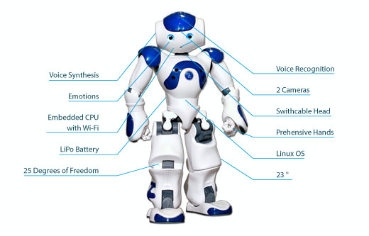 Κεφάλαιο 2 ΝΑΟ και Webots 2.1 Τι είναι το ΝΑΟ To Nao είναι ένα ανθρωποειδές ρομπότ με ύψος περίπου 60 εκατοστών. Κατασκευάστηκε από την Aldebaran Robotics, μια γαλλική εταιρεία που εδρεύει στο Παρίσι.