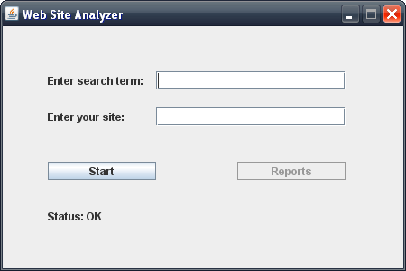 5.2 Web Site Analyzer Για την πραγματοπούηςη όλησ τησ παραπϊνω ανϊλυςησ υλοποιόθηκε λογιςμικό το οπούο αυτοματοποιεύ όλεσ τισ διαδικαςύεσ και μασ παρϋχει μια πλόρη αναφορϊ με τα ςχετικϊ αποτελϋςματα.