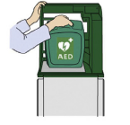 ΣΤΕΙΛΕ ΝΑ ΦΕΡΟΥΝ AED Στείλε κάποιον να φέρει έναν AED ΚΥΚΛΟΦΟΡΙΑ Ξεκίνησε θωρακικές συμπιέσεις Στείλε κάποιον να βρει και να φέρει έναν AED εφόσον υπάρχει δυνατότητα.