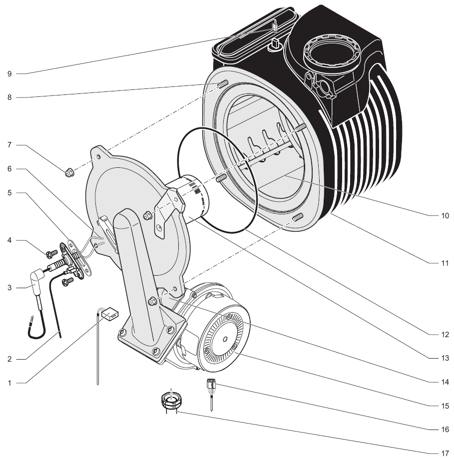 Shut off the heating flow and return filter valve by turning the levers clockwise. Drain the boiler from the drain cock behind the pump or by removing the cap 3 from the filter valve.