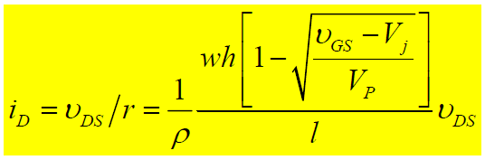 Παρατηρούμε δηλαδή ότι για μικρές τιμές της U DS, το JFET συμπεριφέρεται σαν ωμική αντίσταση ελεγχόμενη από τάση, r = r(u GS ).