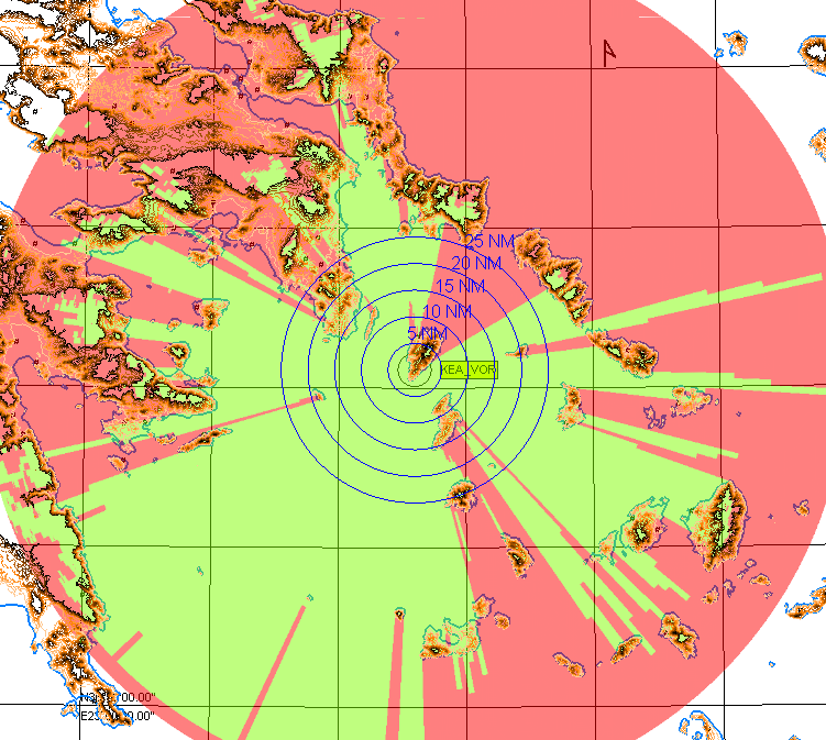 Σχήμα 4.4 Διαγράμματα κάλυψης στα 1000ft, 700ft, 400ft και 0.