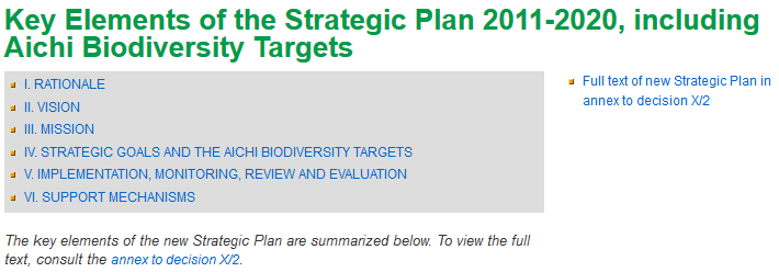 Στρατηγική της ΕΕ για τη Βιοποικιλότητα με ορίζοντα το 2020 Το Στρατηγικό Σχέδιο περιλαμβάνει 5 στρατηγικούς σκοπούς (strategic goals), οι οποίοι εξειδικεύονται σε 20