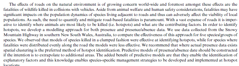 Case studies 1: Παραδείγματα έρευνας «wildlife roadkills» σε άλλες χώρες /
