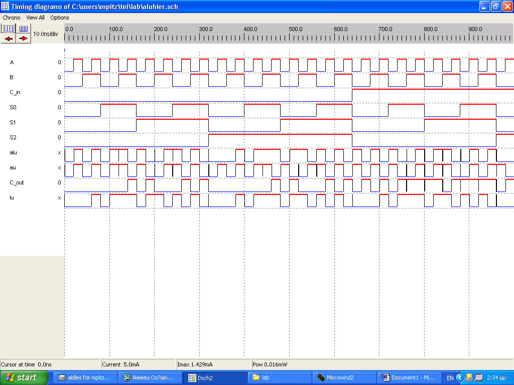 7. Από το menu File Make Verilog File παράγετε το αρχείο Verilog για την τελική μορφή της ALU χωρίς να σβήσετε τα σήματα χρονισμού. Ο αρχείο Verilog Verilog έχει την παρακάτω μορφή: // DSCH 2.