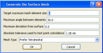 Generate Surface Mesh (Σχήμα 6.2.12). Σχήμα 6.2.12: Εντολή δημιουργίας επιφανειακού πλέγματος.