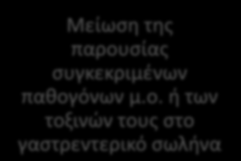 Μείωςθ των επειςοδίων γαςτρεντερικών λοιμώξεων Μείωςθ τθσ ςοβαρότθτασ ι τθσ διάρκειασ των γαςτρεντερικών λοιμώξεων Μείωςθ τθσ παρουςίασ ςυγκεκριμζνων