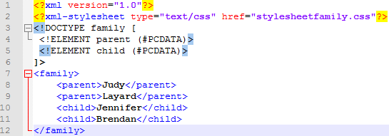 Χρήση CSS σε XML: Σύνδεση των δύο αρχείων family.