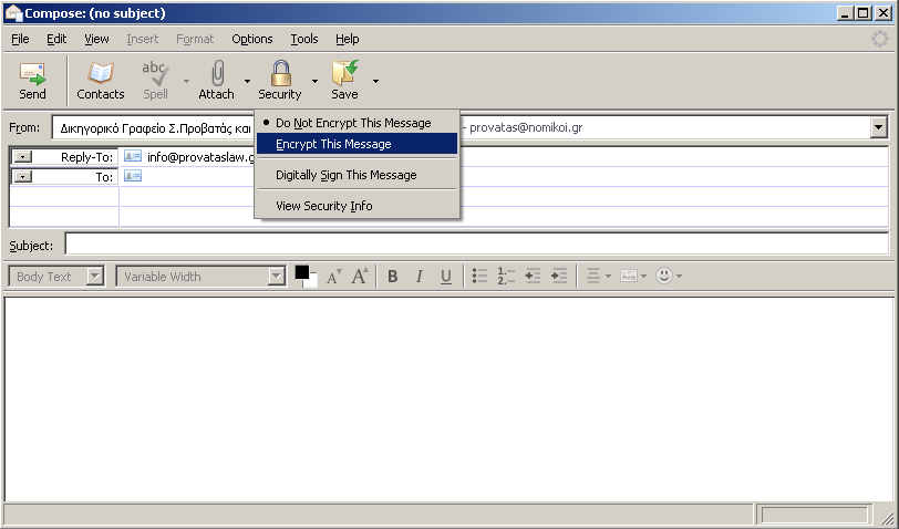 Καρτέλα 32: Με τον ίδιο τρόπο μπορείτε να στείλετε ένα κρυπτογραφημένο μήνυμα.