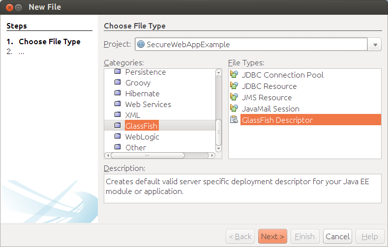 Δημιουργία του περιγραφέα του Glassfish application server Τα βήματα που είδαμε ως τώρα γίνονται ανεξάρτητα από τον εξυπηρετητή.