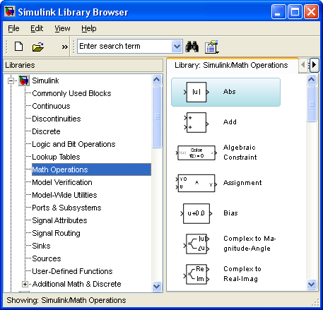 Ο browser της βιβλιοθήκης του Simulink εμφανίζεται. Τα μπλοκ που θα χρειαστούν για την μοντελοποίηση συστημάτων βρίσκονται σε υποφακέλους μέσα στο κύριο φάκελο του Simulink (εικόνα 10).