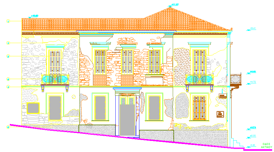 Figure 5.14: Plan of Lykomidon facade 5.4.2- Structural walls The structural walls have a width that varies from 0.5 m up to approximately 0.7 m.