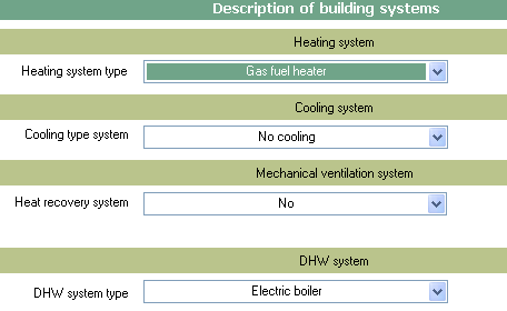 Συστήματα και χρήση Κτίριο κατοικίας Σύστημα θέρμανσης : με αέριο καύσιμο Χωρίς σύστημα ψύξης Χωρίς