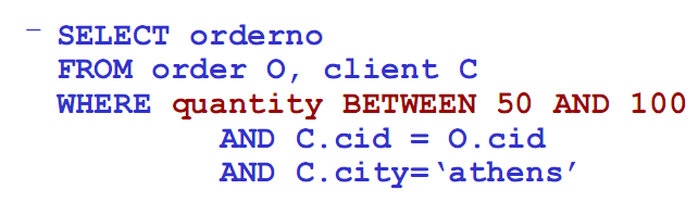SQL(DML) - Query Example 7 Query:7 Βρείτε τους αριθμούς των παραγγελιών για τα προϊόντα που