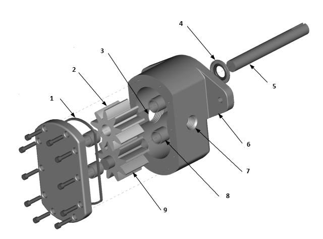 Σχήμα (2.4) Μηχανολογικό σχέδιο συναρμολογημένης διάταξης. (Πηγή: " "Schneckengetriebe" by Thorsten Hartmann - Own work. Licensed under CC BY-SA 3.0 via Commons - https://commons.wikimedia.