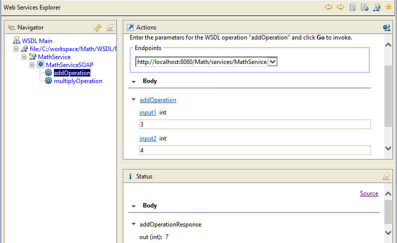Running the Math Project > Test Web Service Operations Test