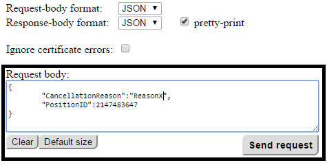 Εικόνα Π 15: Το πεδίο Request Body Μπορείτε να προσαρμόσετε το μέγεθος του πεδίου κειμένου «Request Body» χρησιμοποιώντας τις επιλογές «Fit content» / «Default size» έτσι ώστε να είναι ορατό όλο το