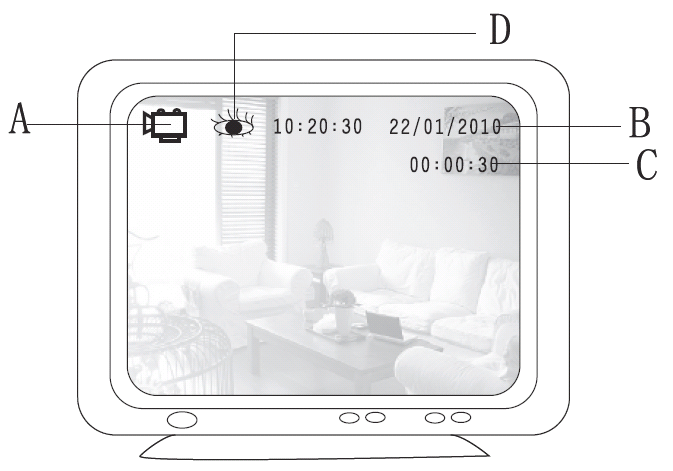 5. Ο ανιχνευτής κίνησης μπορεί να συνδεθεί άμεσα σε μια οθόνη ή σε μια τηλεόραση για τη λειτουργία ζωντανής προβολής ή τη λειτουργία αναπαραγωγής. Χρησιμοποιήστε το καλώδιο AV για σύνδεση.