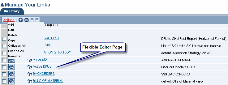 Page Name Actions Menu & Icons Data Table Search List GoIcon Το μενού Actions περιέχει ένα πλήθος ενεργειών ανάλογα με την επιλεγμένη σελίδα. Οι ίδιες επιλογές υπάρχουν και στη μπάρα με τα εικονίδια.