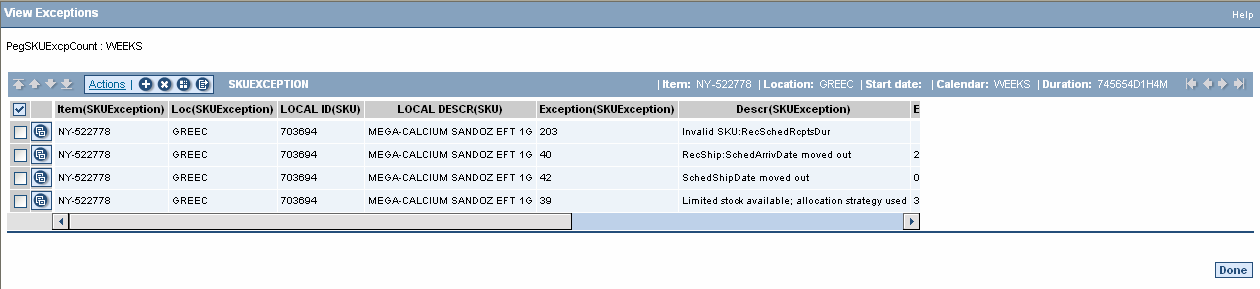 SKU Exceptions Οι χρήστες μπορούν εύκολα να ελέγξουν τις εξαιρέσεις που προκύπτουν μέσω της σελίδας Plan Analysis και να αποφασίσει για τις διορθωτικές ενέργειες.