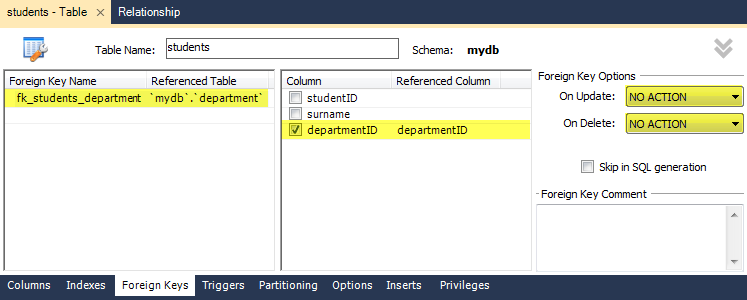 ment και ζνα department ζχει κανζναν, ζναν ι περιςςότερουσ students). Ρροςζξτε ότι ςτο παράδειγμα το students.