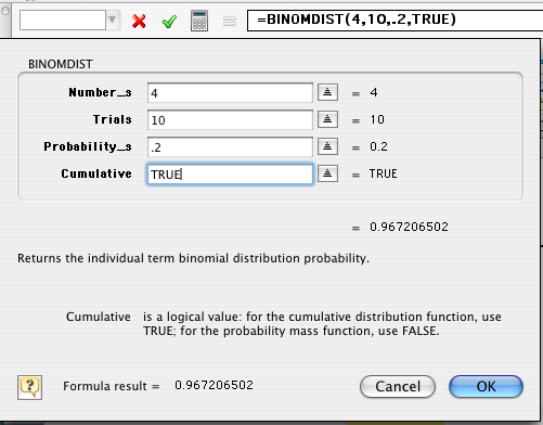 Λειτουργία =BINOMDIST() Excel Υπάρχει μια λειτουργία διωνυμικής κατανομής σε Excel που μπορεί επίσης να χρησιμοποιηθεί για τον υπολογισμό αυτών των