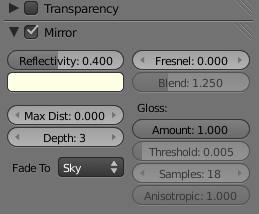 Υλικό GLASS: Μπορείτε να ρυθμίσετε το χρώμα γυαλιού από τα color sliders. Το απλό υλικό γυαλί δημιουργείται χρησιμοποιώντας ztransparency με την παράμετρο alpha σε χαμηλή τιμή.