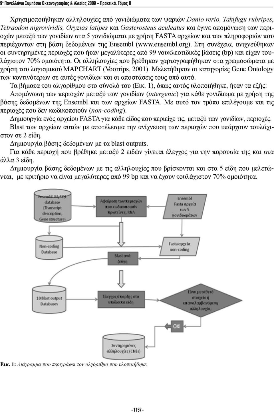 (www.ensembl.org). Στη συνέχεια, ανιχνεύθηκαν οι συντηρημένες περιοχές που ήταν μεγαλύτερες από 99 νουκλεοτιδικές βάσεις (bp) και είχαν τουλάχιστον 70% ομοιότητα.