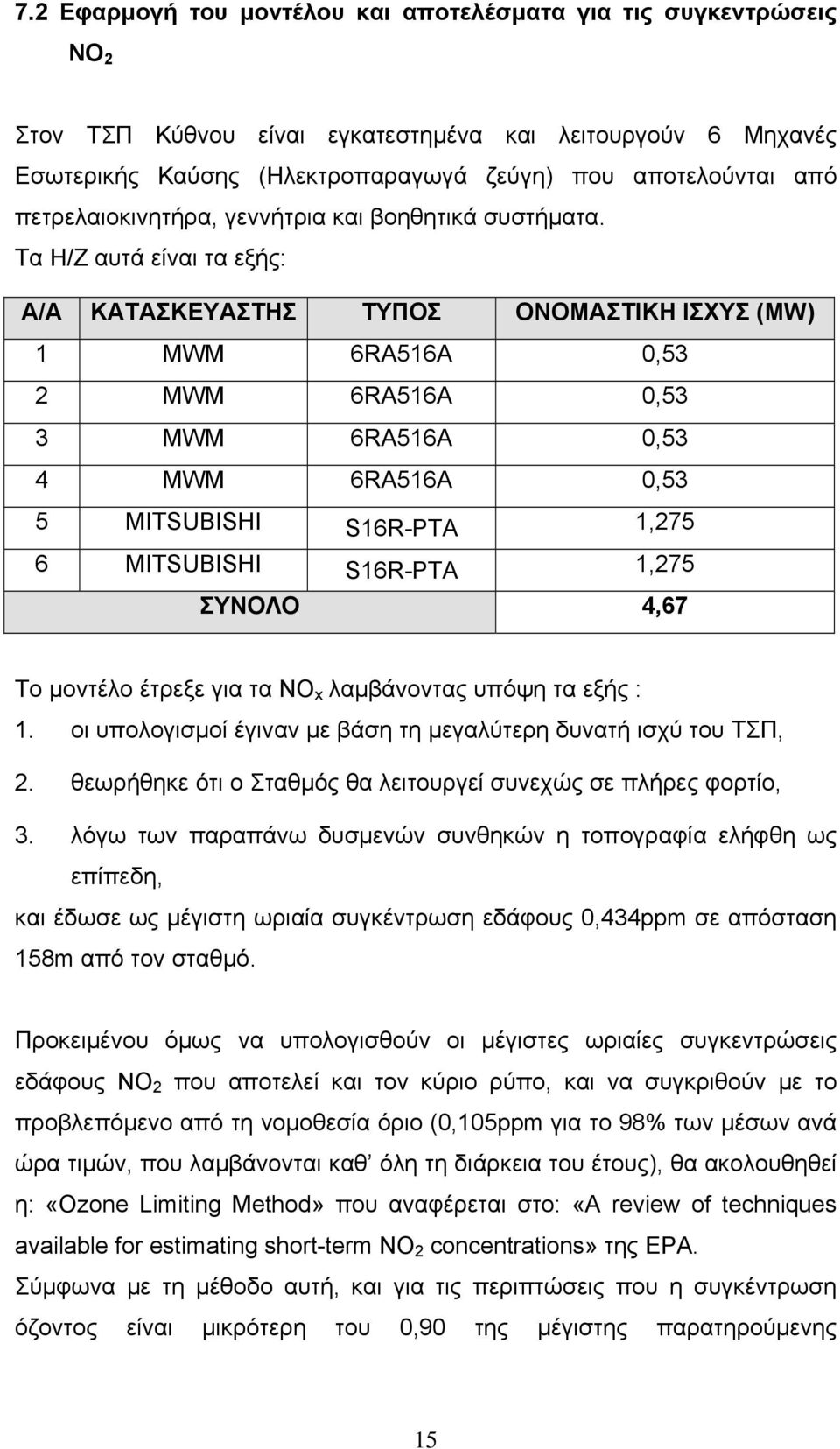 Τα Η/Ζ αυτά είναι τα εξής: Α/Α ΚΑΤΑΣΚΕΥΑΣΤΗΣ ΤΥΠΟΣ ΟΝΟΜΑΣΤΙΚΗ ΙΣΧΥΣ (MW) 1 MWM 6RA516A 0,53 2 MWM 6RA516A 0,53 3 MWM 6RA516A 0,53 4 MWM 6RA516A 0,53 5 MITSUBISHI S16R-PTA 1,275 6 MITSUBISHI S16R-PTA