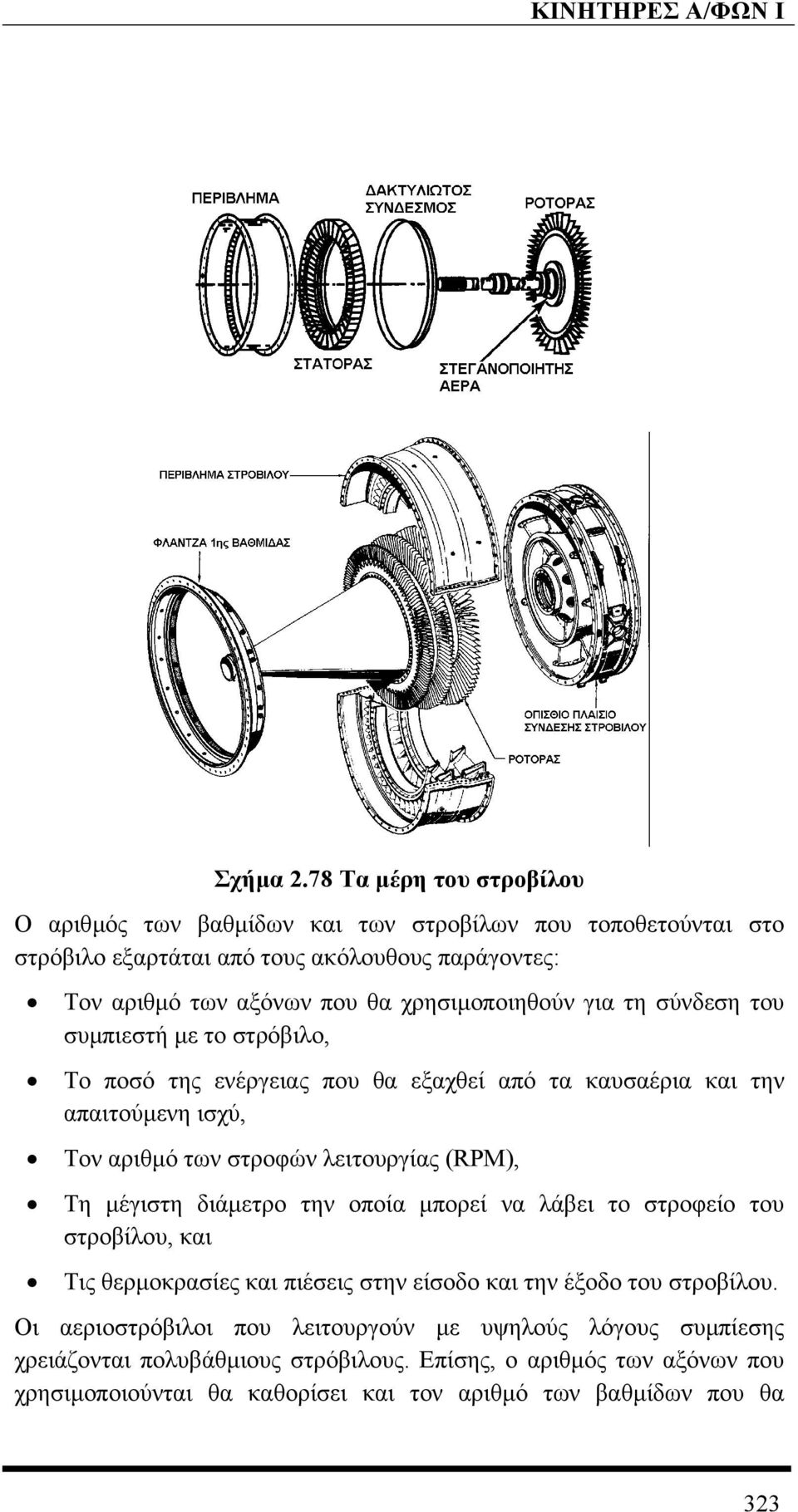 χρησιµοποιηθούν για τη σύνδεση του συµπιεστή µε το στρόβιλο, Το ποσό της ενέργειας που θα εξαχθεί από τα καυσαέρια και την απαιτούµενη ισχύ, Τον αριθµό των στροφών λειτουργίας