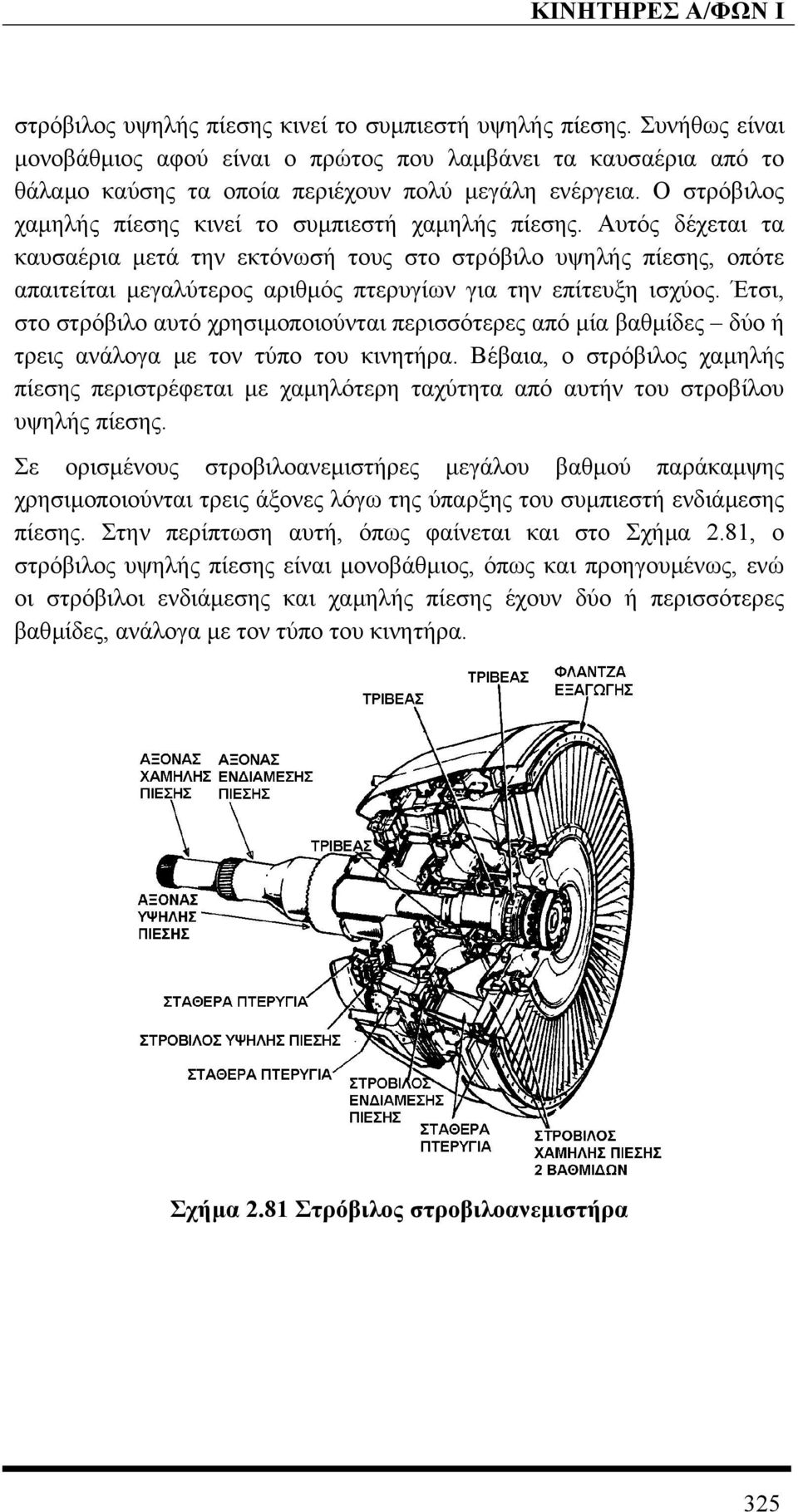 Αυτός δέχεται τα καυσαέρια µετά την εκτόνωσή τους στο στρόβιλο υψηλής πίεσης, οπότε απαιτείται µεγαλύτερος αριθµός πτερυγίων για την επίτευξη ισχύος.