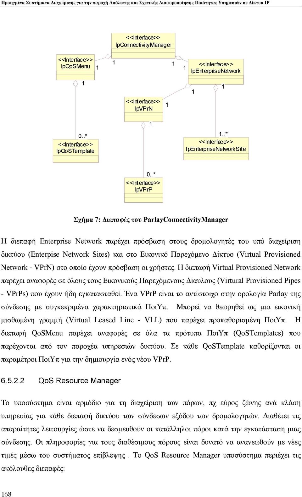 .* <<Interface>> IpVPrP Σχήµα 7: ιεπαφές του ParlayConnectivityManager Η διεπαφή Enterprise Network παρέχει πρόσβαση στους δροµολογητές του υπό διαχείριση δικτύου (Enterpise Network Sites) και στο