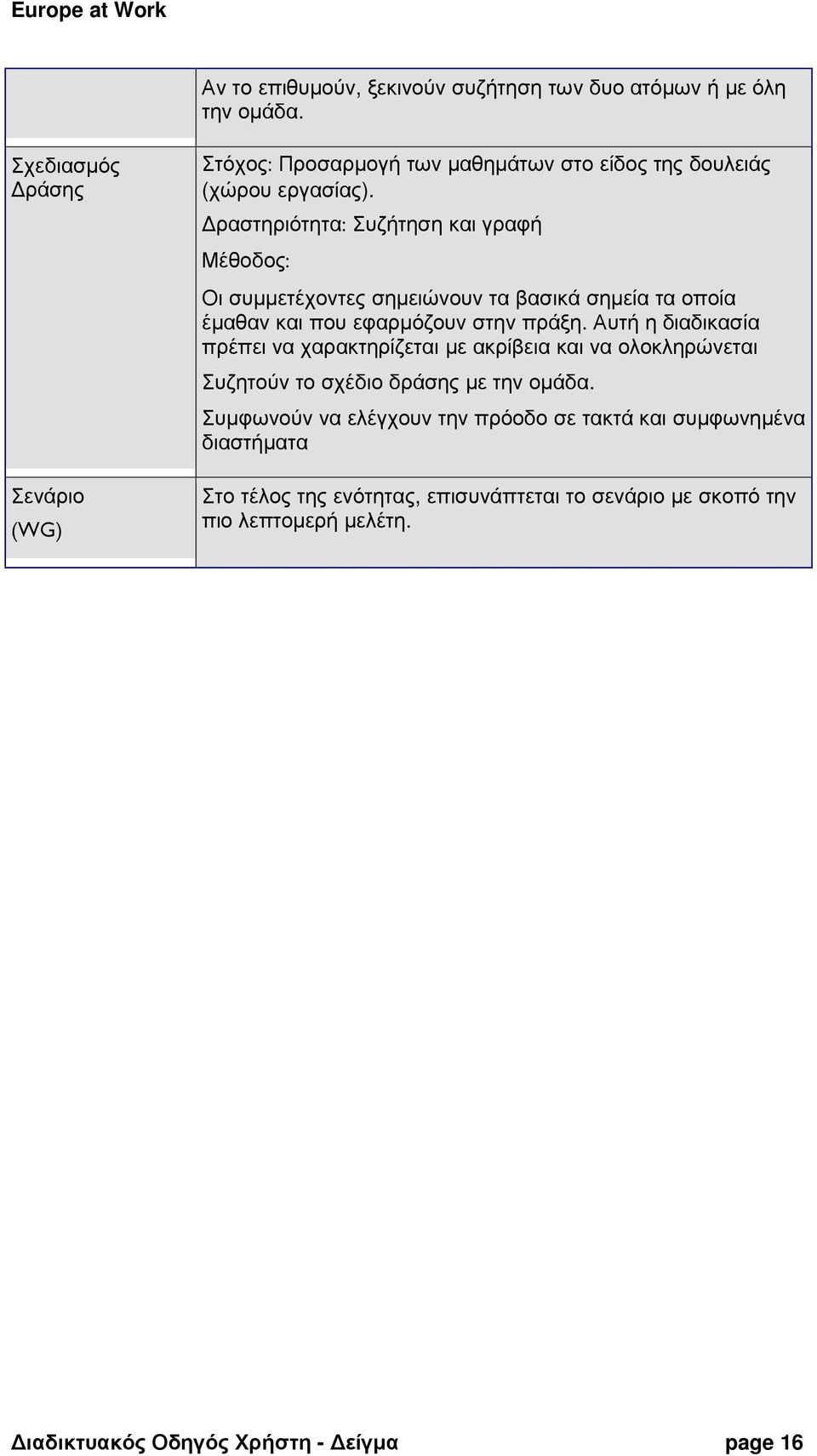 ραστηριότητα: Συζήτηση και γραφή Οι συµµετέχοντες σηµειώνουν τα βασικά σηµεία τα οποία έµαθαν και που εφαρµόζουν στην πράξη.