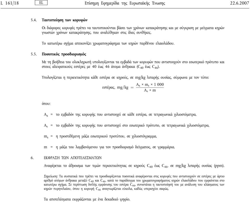 Το κατωτέρω σχήμα απεικονίζει χρωματογράφημα των κηρών παρθένου ελαιολάδου. 5.