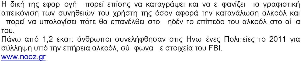 επανέλθει στο μηδέν το επίπεδο του αλκοόλ στο αίμα του. Πάνω από 1,2 εκατ.