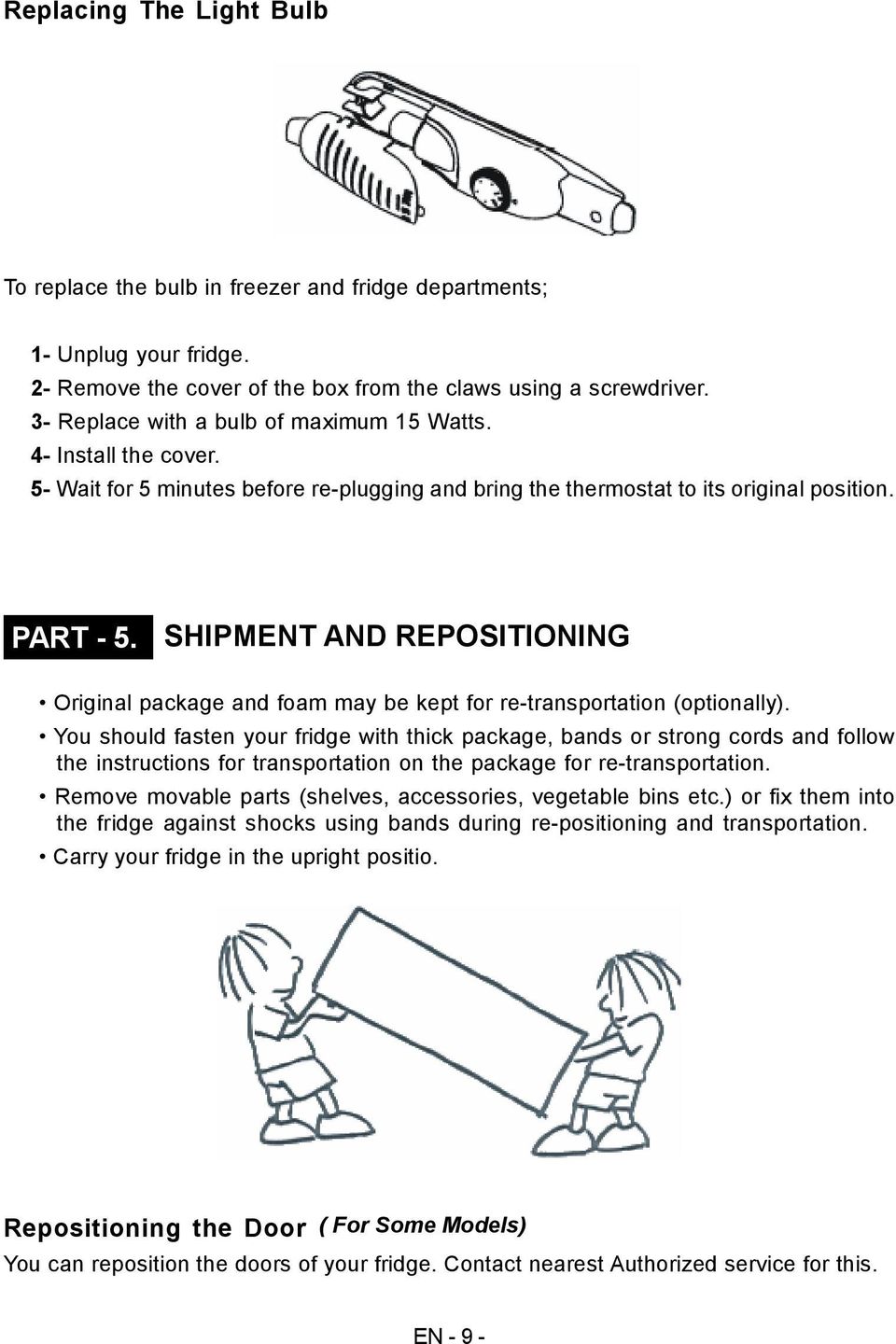 SHIPMENT AND REPOSITIONING Original package and foam may be kept for re-transportation (optionally).