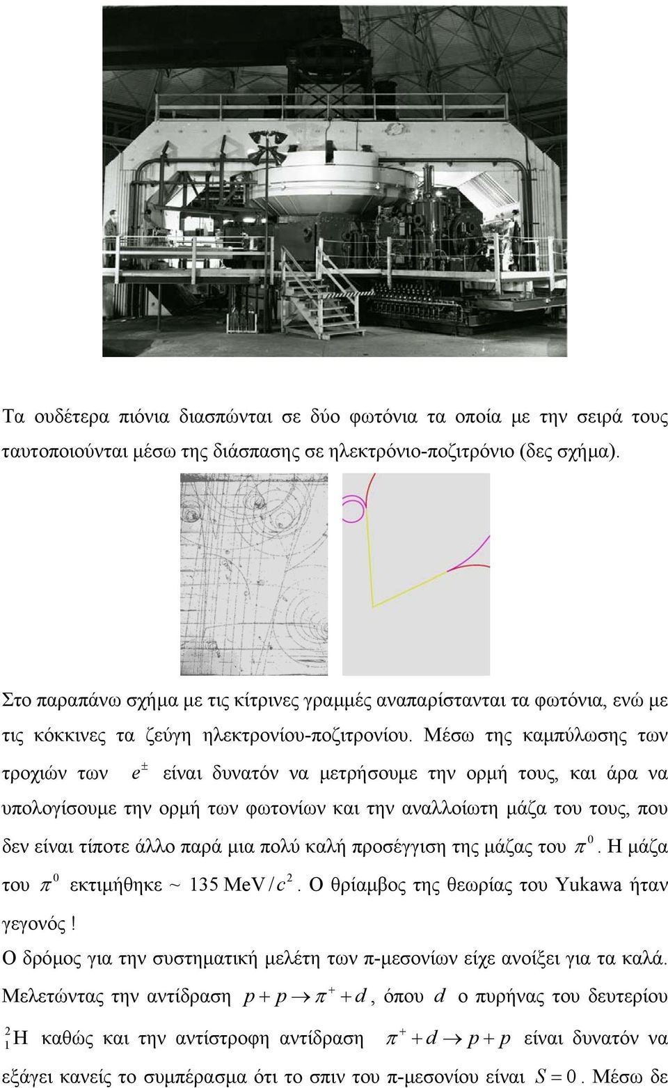 Μέσω της καµπύλωσης των τροχιών των e ± είναι δυνατόν να µετρήσουµε την ορµή τους, και άρα να υπολογίσουµε την ορµή των φωτονίων και την αναλλοίωτη µάζα του τους, που 0 δεν είναι τίποτε άλλο παρά µια