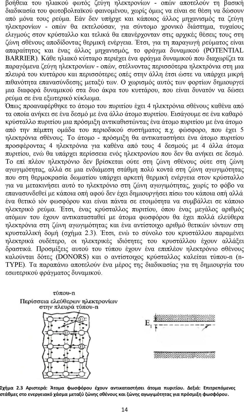 τους στη ζώνη σθένους αποδίδοντας θερμική ενέργεια. Έτσι, για τη παραγωγή ρεύματος είναι απαραίτητος και ένας άλλος μηχανισμός, το φράγμα δυναμικού (ΡΟΤΕΝΤΙΑL BARRIER).