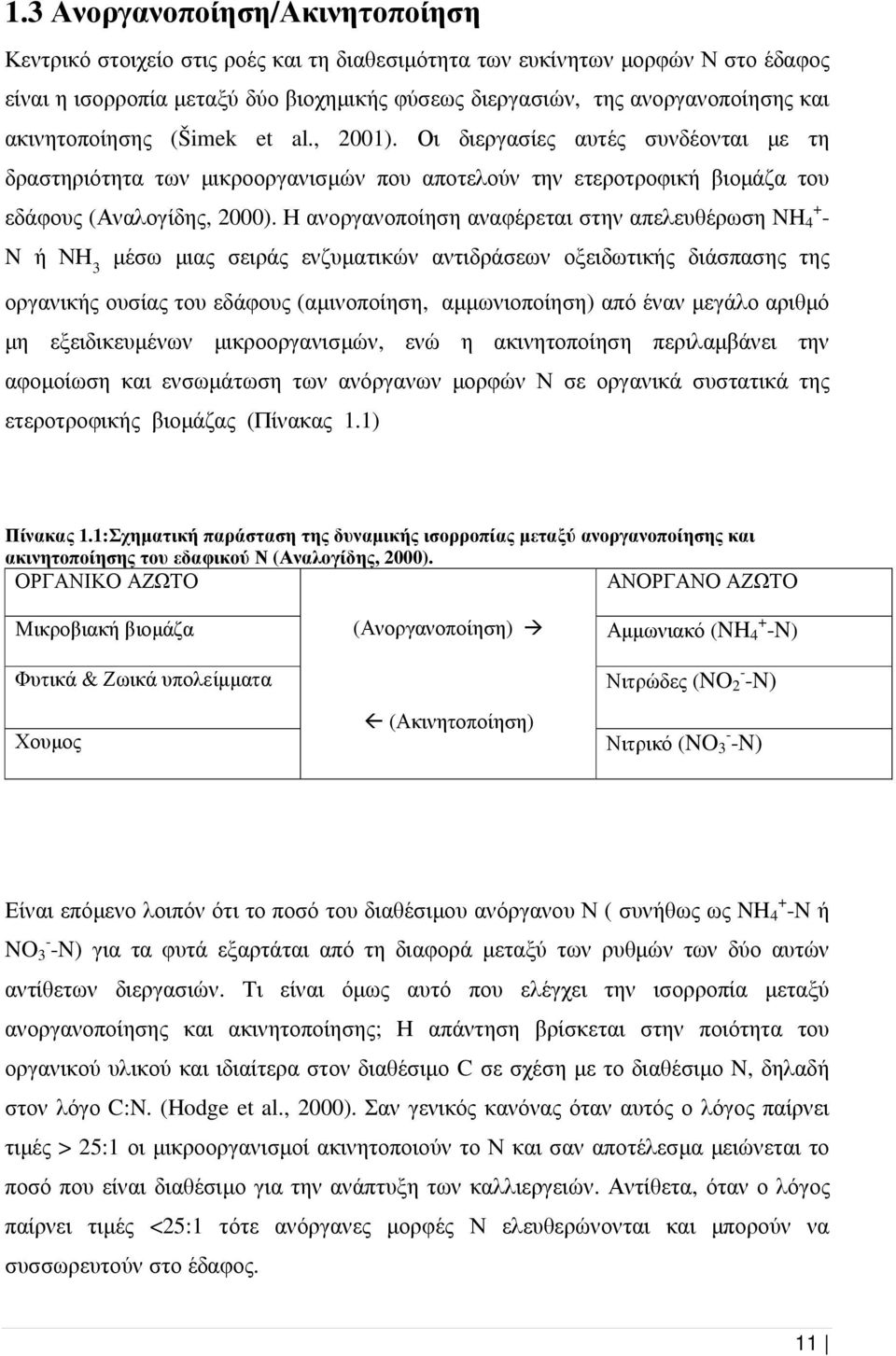 Η ανοργανοποίηση αναφέρεται στην απελευθέρωση NH + 4 - N ή ΝΗ 3 µέσω µιας σειράς ενζυµατικών αντιδράσεων οξειδωτικής διάσπασης της οργανικής ουσίας του εδάφους (αµινοποίηση, αµµωνιοποίηση) από έναν