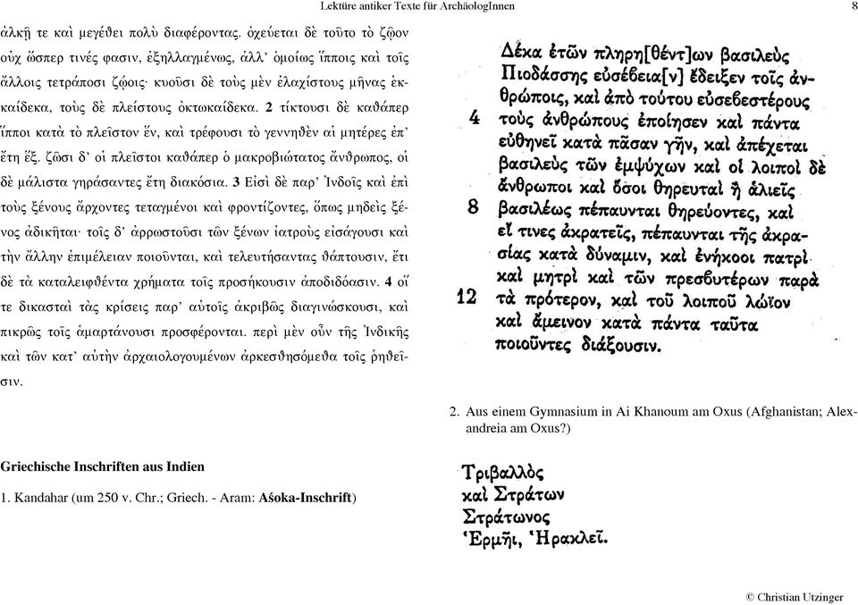 2 τίκτουσι δὲ καθάπερ ἵπποι κατὰ τὸ πλεῖστον ἕν, καὶ τρέφουσι τὸ γεννηθὲν αἱ μητέρες ἐπ ἔτη ἕξ. ζῶσι δ οἱ πλεῖστοι καθάπερ ὁ μακροβιώτατος ἄνθρωπος, οἱ δὲ μάλιστα γηράσαντες ἔτη διακόσια.