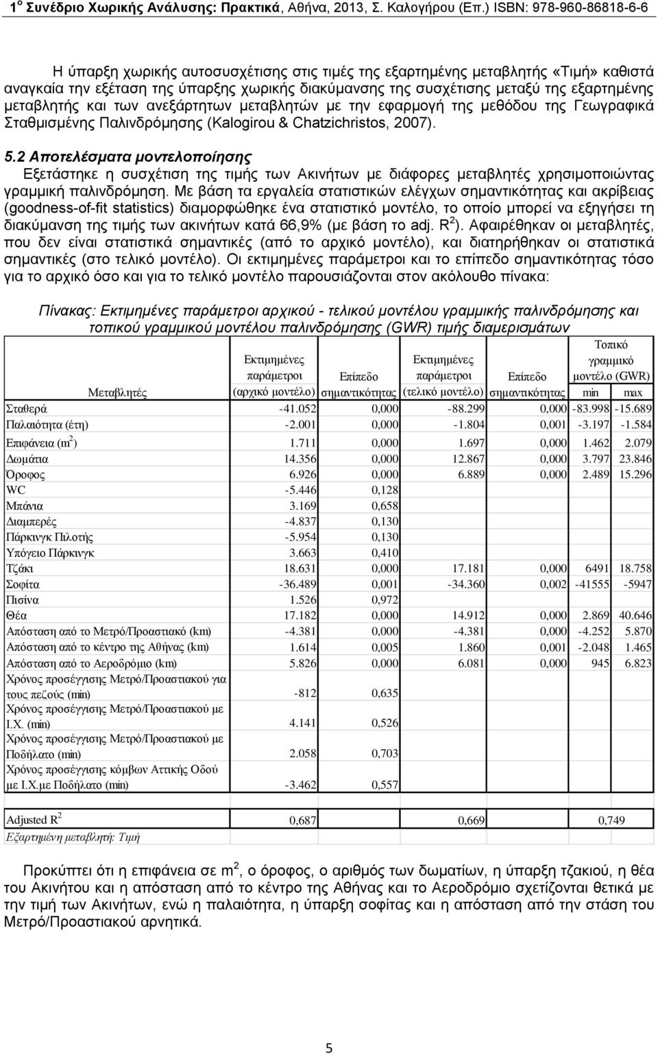 2 Αποτελέσματα μοντελοποίησης Εξετάστηκε η συσχέτιση της τιμής των Ακινήτων με διάφορες μεταβλητές χρησιμοποιώντας γραμμική παλινδρόμηση.